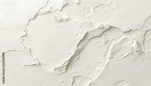 White Handcrafted Plaster Texture with Organic Raised Surface, Rough Brush Marks and Minimal Neutral Background