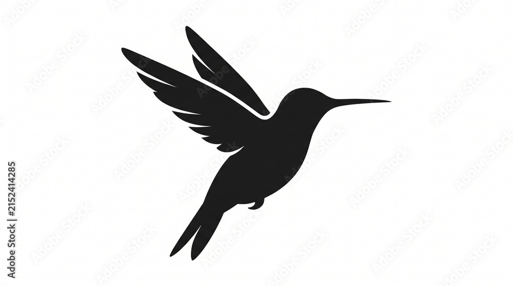 Fototapeta premium Hummingbird Silhouette Vector Logo Icon Flying Bird Illustration