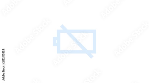 Simple animation of a low battery indicator in flat design. Moving image of a low battery with a simple animation.