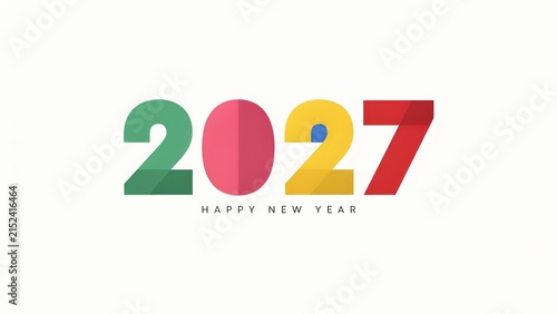 Colorful 3d rendered text design for the year 2027 isolated on a plain white background