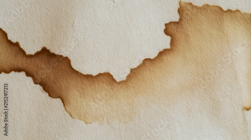 Abstract coffee stain pattern on textured paper surface showing natural color gradients and organic edge formations
