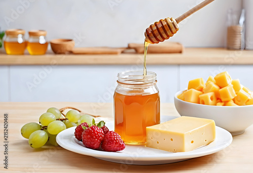Honey dripping from a dippe...