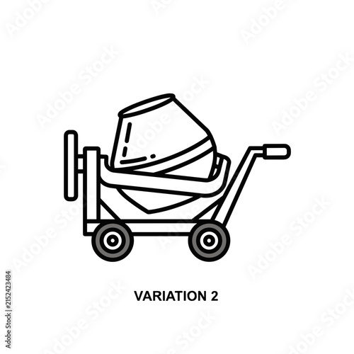 Concrete Mixer Machine Construction Equipment Line Art.
