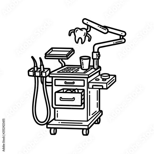 Dental Unit Equipment Illustration with Tooth Symbol.