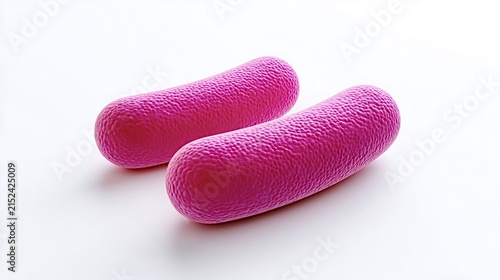Pink rod shaped bacteria cells representing microorganisms and their biological structure in science, medicine, and health research, illustrating probiotics or potential infections