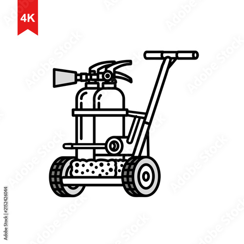 Fire Extinguisher Cart with Two Cylinders and Wheels.
