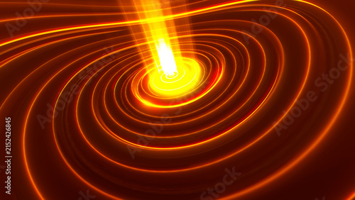 Obraz na płótnie An abstract scene featuring a vibrant stream of energy erupting through concentric rings of light