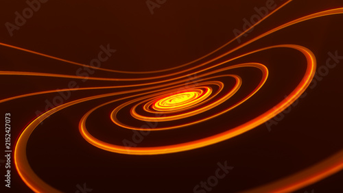 Quadro su tela An abstract scene featuring a vibrant stream of energy erupting through concentric rings of light