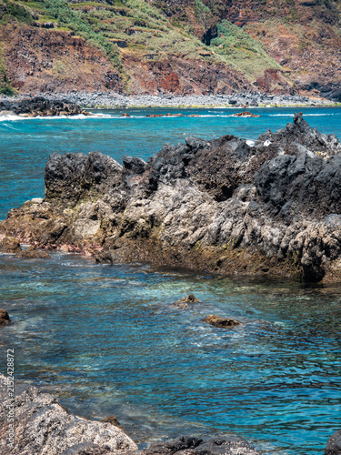 Porto Moniz Natural Swimming Pools on the Volcanic Coast of Madeira, Portugal