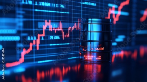 Oil Barrel With Digital Chart Fuel Market Growth Investment Alternate Fuel Price Growth View, surging global fuel prices, oil market analysis, energy commodity finance