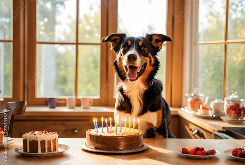 Happy border collie dog cel...