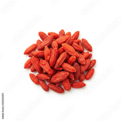 A small pile of dried red goji berries