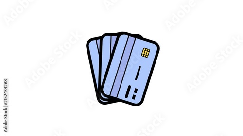 Animated Credit Card Icon for Online Payment and E-Commerce.blue credit card animation.