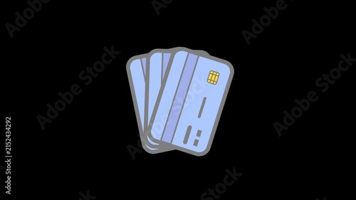 Animated Credit Card Icon for Online Payment and E-Commerce.blue credit card animation.