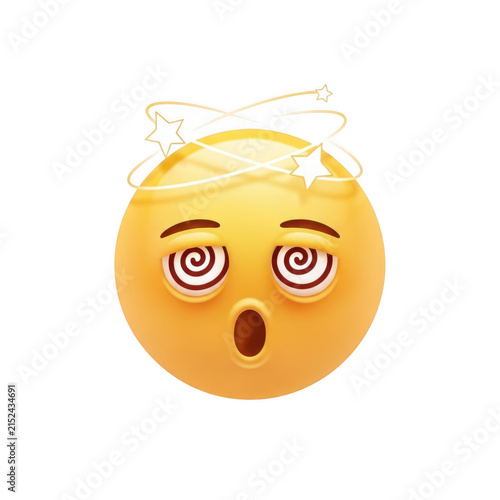 Dizzy emoji face with spiral eyes and stars