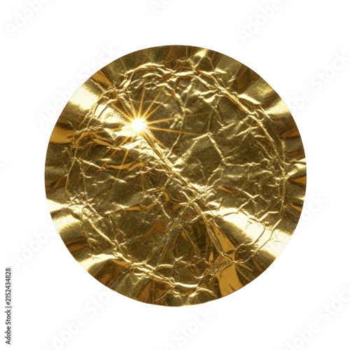 Shiny gold circle icon with metallic texture