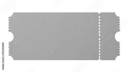 Blank grey paper ticket stub with perforated line