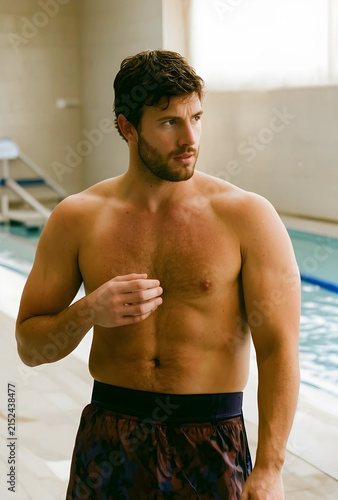 Young adult man with wet ha...