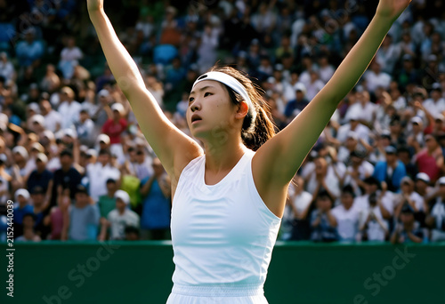 Female tennis player with a...
