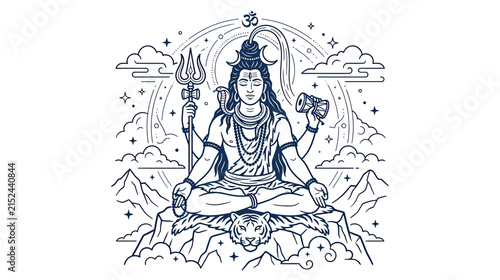 Photography Meditating Deity with Third Eye and Trident
