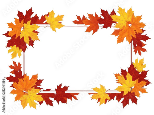 A colorful border of autumn leaves