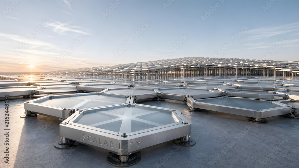 Fototapeta premium Business Scalability Concept with Single Modular Unit Expanding into a Vast Interconnected Network