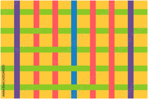 Colorful woven fabric pattern with intersecting vertical and horizontal stripes