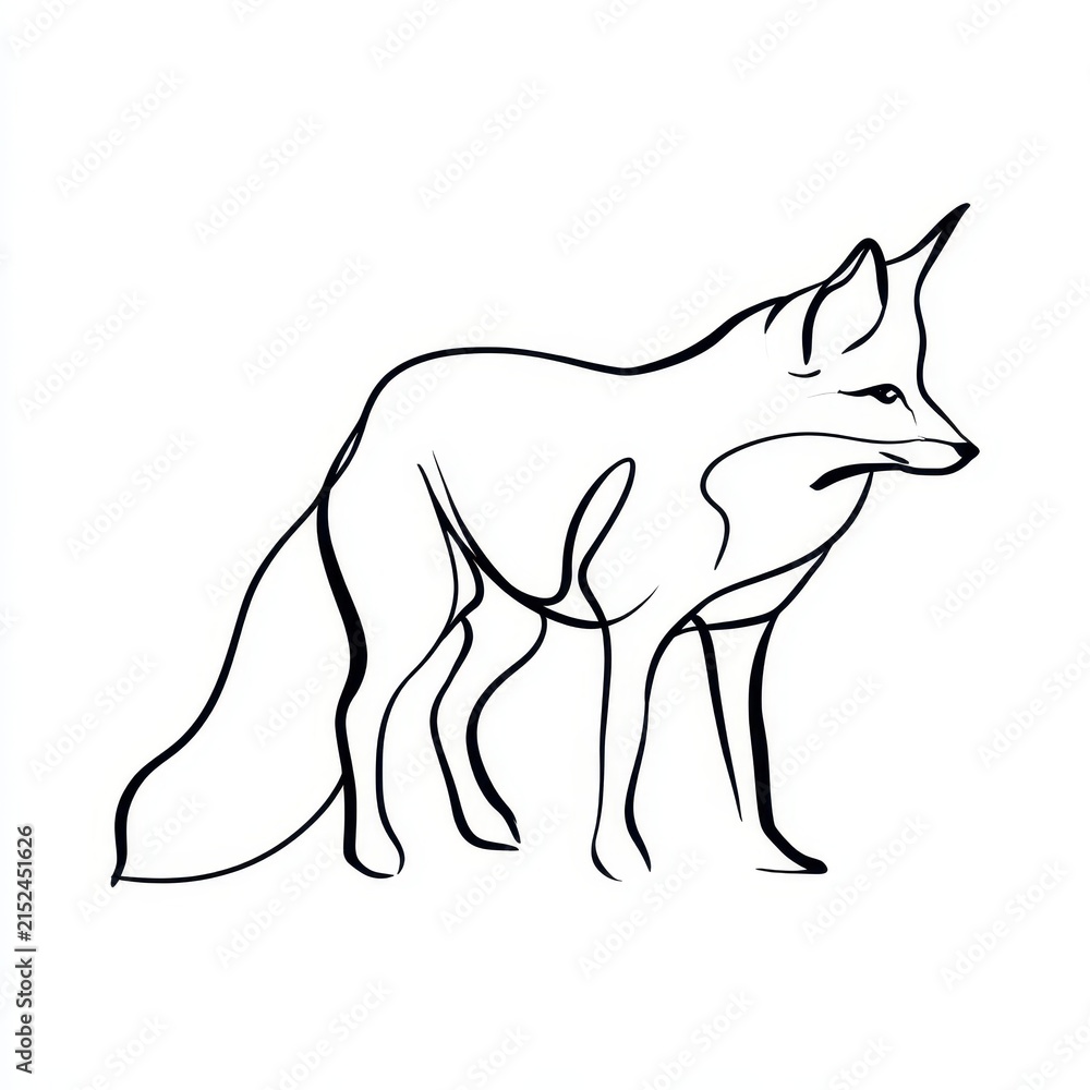 Naklejka premium Elegant fox line drawing with bold contour for posters and branding