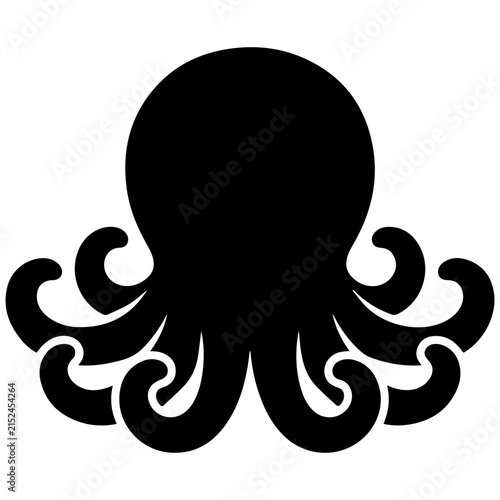 Black Octopus Silhouette Logo Design for Marine or Seafood Branding