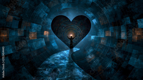 abstract, watercolor, surreal, Recalibration still the heart leans out- now it learns which doors to knock love, not martyrdom
