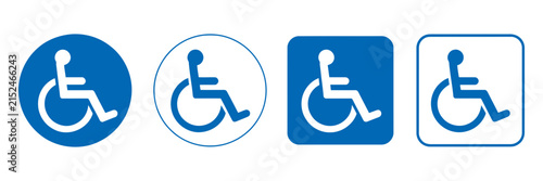 Foto Handicapped sign set featuring accessibility symbols for parking, facilities, tr
