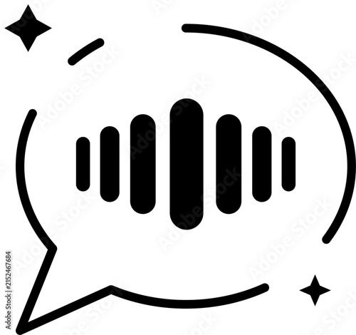 Speech bubble icon with sound wave symbol for voice assistant and audio communication design