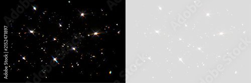 Konstfotografi ボケとクリスタル、ダイヤモンド、虹色の光、きらめくガラス、レンズ、グリッター、透明なプリズムによる幻想的でカラフルな背景