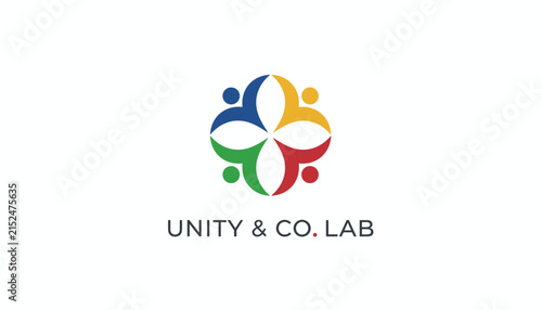 Colorful corporate logo representing successful collaboration and teamwork with the text Unity and Co Lab underneath.