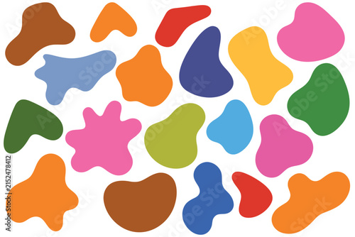 Abstract Organic Blob Shapes Set in Colorful Flat Style