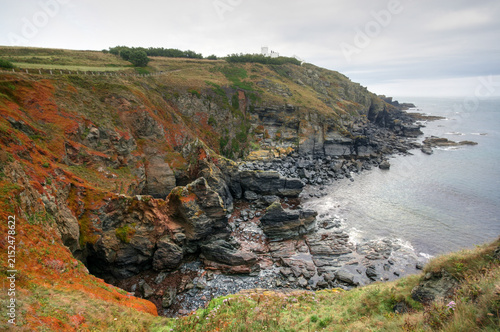 Rough sea shore at Lizard peninsula in Cornwall - English southernmost point.