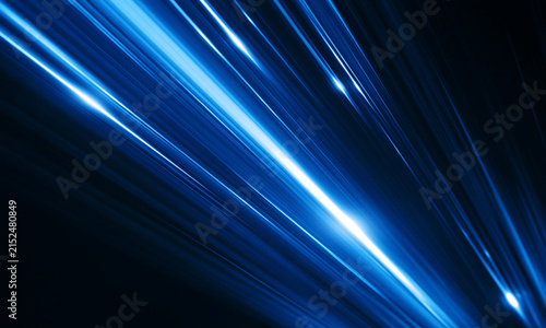 Canvastavla Smooth cyan and blue light trails move rapidly across a black background, creating an abstract high-speed effect