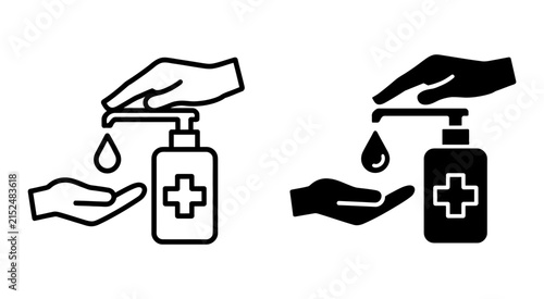 Foto Hand sanitizer pump hygiene icon vector illustration