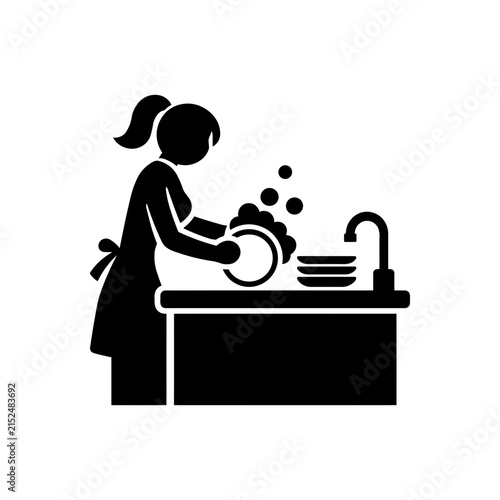 Washing Dishes at Sink Icon