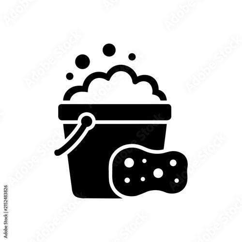 Car Wash Bucket and Sponge Icon