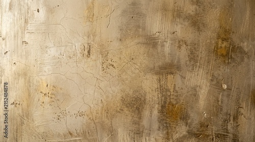 Abstract background of a weathered beige concrete wall with cracks and texture.