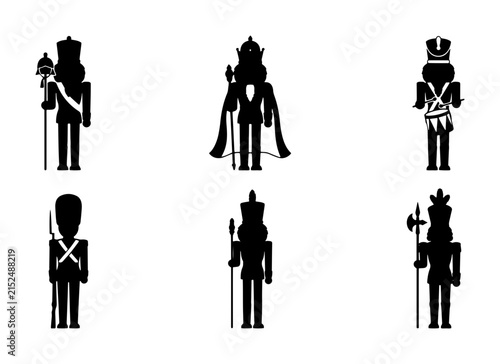 Bild auf Leinwand 70 Nutcracker Soldier Icons, Festive Christmas Characters, Royal Guard Silhouett