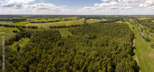 Fotografie Natural landscape with copse, Spreewald, Drone View, Brandenburg, Germany