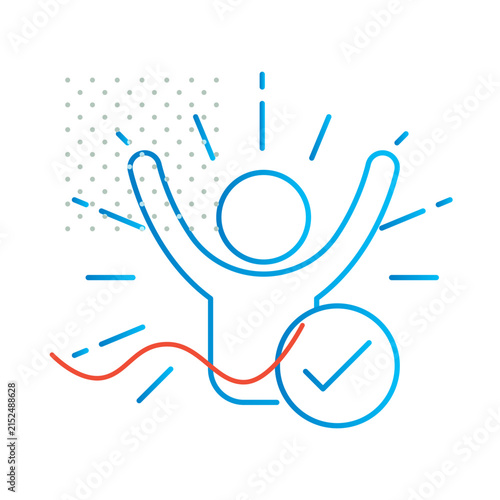 Happy Student with Check Mark Icon – Achievement, Success, Learning, Confidence - Stock Illustration as EPS 10 File