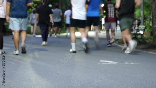 Asians jogging in city public park
