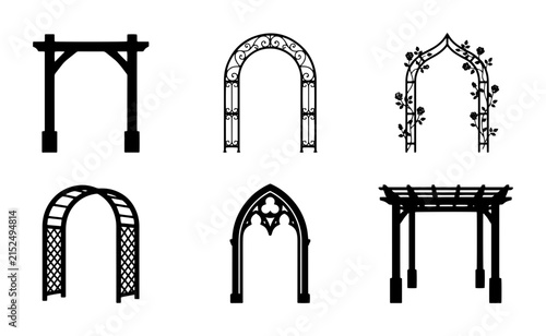 Obraz na plátně 70 Garden Archways Vector Set: Decorative Pergolas, Gothic Arches, Floral Trelli