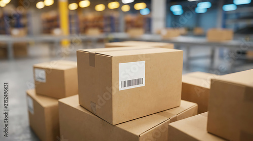 Cardboard Boxes In Logistics Warehouse For E-commerce Delivery And Global Supply Chain Distribution Management