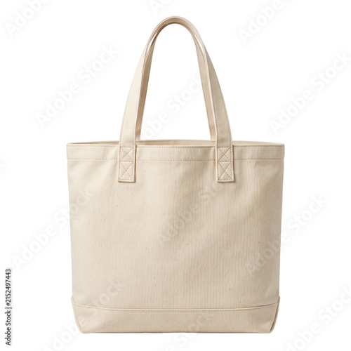 Plain beige canvas tote bag for mockup design
