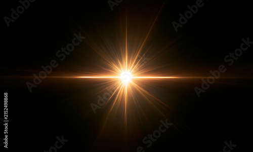 Konstfotografi Warm golden illumination radiates from a central point with numerous fine beams extending outward
