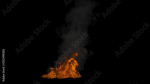 Realistic 3D Rendered Fire with Thick Black Smoke Alpha Channel